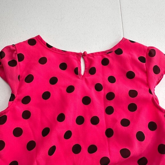 Total Girl Pink Black Polka Dot Dress L 10/12 Kids Girls Sleeveless Keyhole Back - Picture 7 of 7